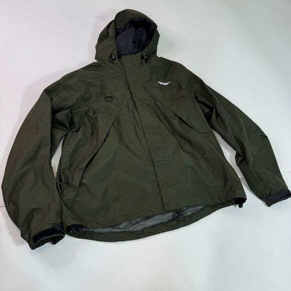 Frabil Jacket Men Medium Surge Rain Green Fishing Rain Waterproof Ful Zip Hooded - Picture 1 of 12